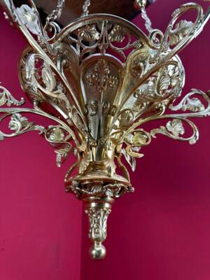 Sanctuary Lamp style Romanesque - Style en Bronze / Polished and Varnished, Belgium  19 th century ( Anno 1885 )