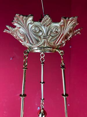 Sanctuary Lamp style Romanesque - Style en Bronze / Polished and Varnished, France 19 th century ( Anno 1875 )