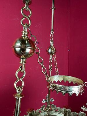 Sanctuary Lamp style Romanesque - Style en Bronze / Polished and Varnished, France 19 th century ( Anno 1875 )