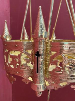 Sanctuary Lamp style Romanesque - Style en Brass / Bronze / Polished and Varnished, France 19 th century ( Anno 1890 )