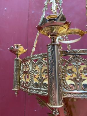 Sanctuary Lamp style Romanesque - Style en Brass / Bronze / Polished and Varnished, France 19 th century ( Anno 1890 )