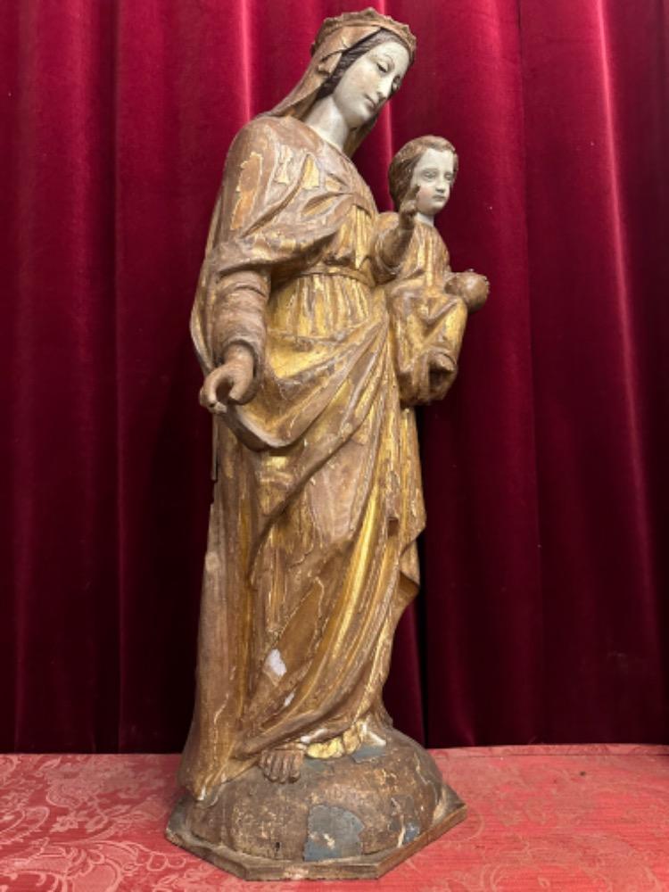 1 Romanesque - Style St. Mary With Child Sculpture.