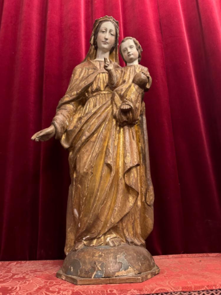 1 Romanesque - Style St. Mary With Child Sculpture.