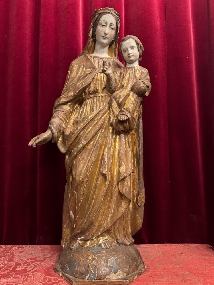 1 Romanesque - Style St. Mary With Child Sculpture.