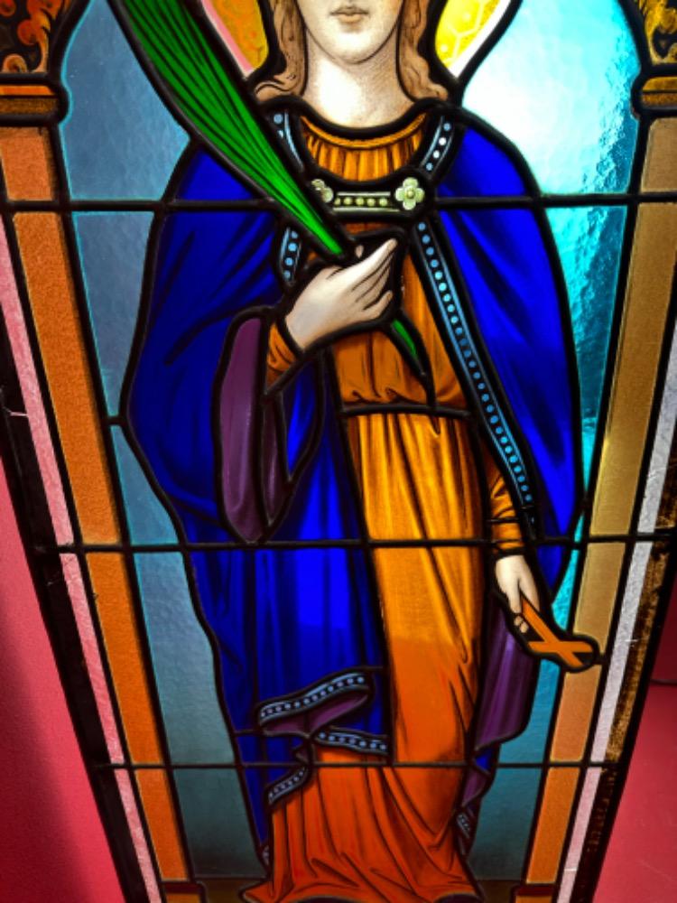 1 Romanesque - Style Stained Glass Window St. Margerite
