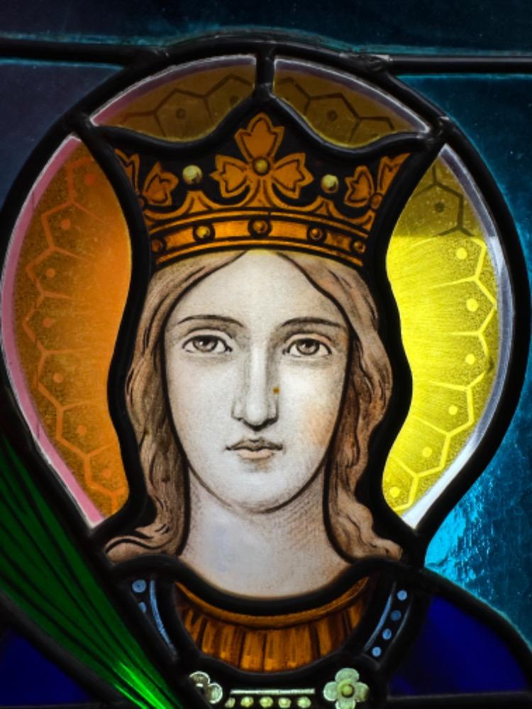 1 Romanesque - Style Stained Glass Window St. Margerite