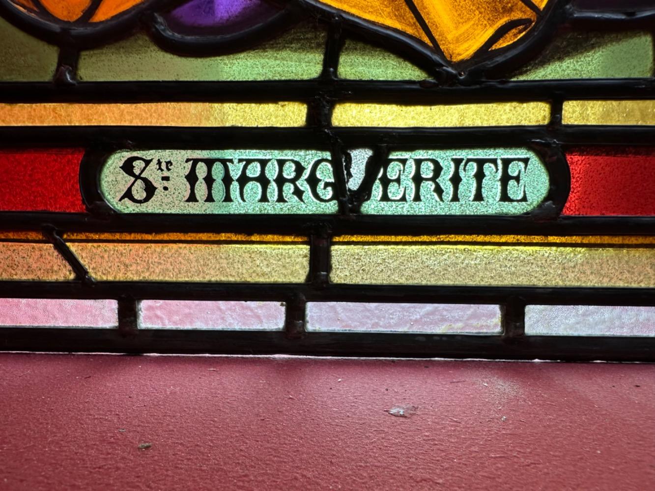 1 Romanesque - Style Stained Glass Window St. Margerite