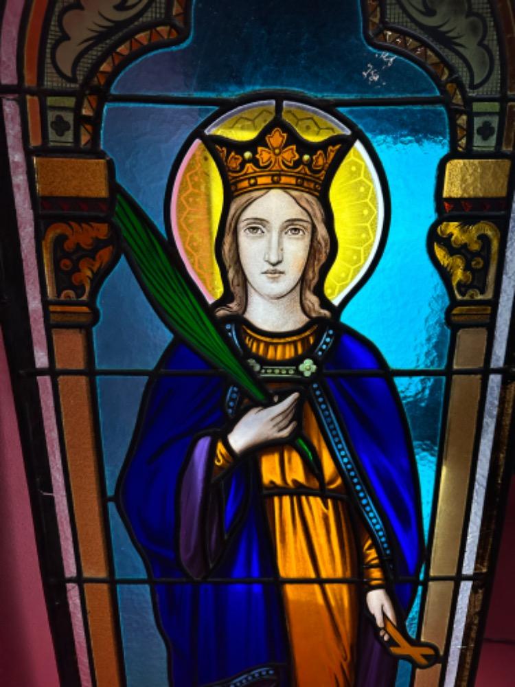 1 Romanesque - Style Stained Glass Window St. Margerite