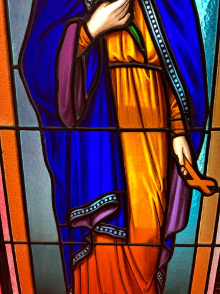 1 Romanesque - Style Stained Glass Window St. Margerite