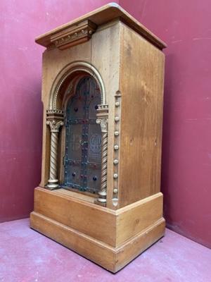 Tabernacle style Romanesque - Style en Oak wood / Brass / Bronze / Stones, Belgium 19 th century