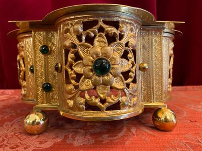 Tabor style Romanesque - Style en Brass / Polished and Varnished / Stones / Enamel, France 19 th century ( Anno 1865 )