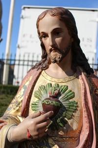 Sacred Heart en plaster polychrome, France 19th century