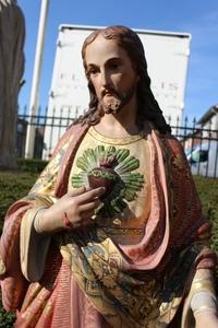 Sacred Heart en plaster polychrome, France 19th century