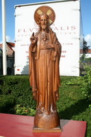 Sacred Heart en hand-carved wood Oak, Dutch 20th century (Anno 1930)