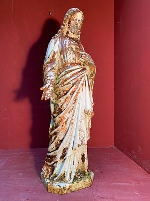 Sacred Heart Cast Iron Statue  en Iron, France 19th century