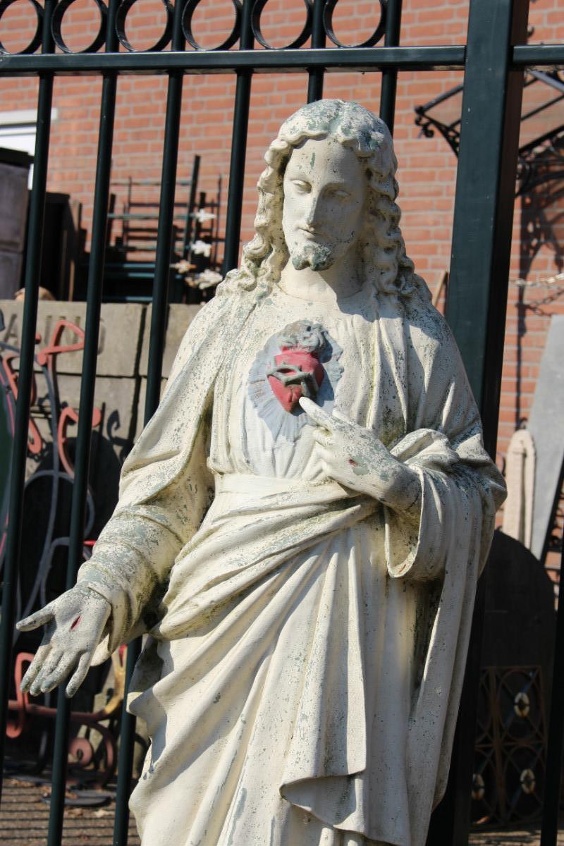 1  Sacred Heart Statue. Cast Iron.