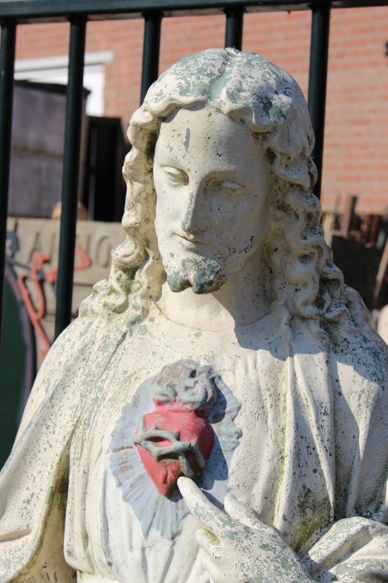 1  Sacred Heart Statue. Cast Iron.