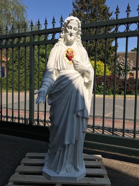 1  Sacred Heart Statue Cast Iron Statue New Paint