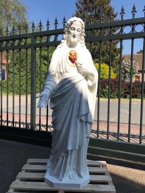 1  Sacred Heart Statue Cast Iron Statue New Paint