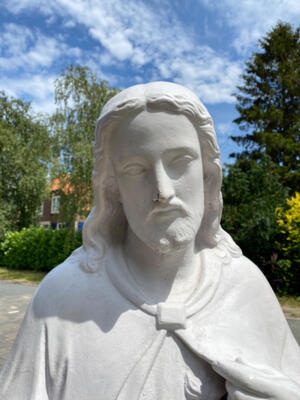 Sacred Heart Statue Suitable For Outdoor en Cast - Iron, France 19 th century