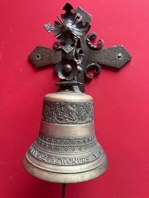 Sacristy Bell en Hand Forged - Iron Wall Bracket / Bronze Bell, Netherlands  19 th century
