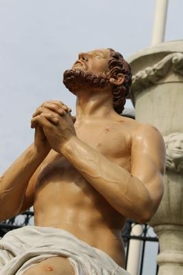 Saint Job Statue en hand - carved wood / polychrome , France 19th century