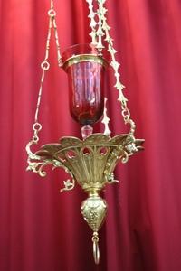 Sanctuary Lamp en Brass / Bronze / Polished and Varnished, France 19th century