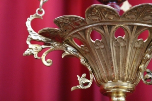 Sanctuary Lamp en Brass / Bronze / Polished and Varnished, France 19th century