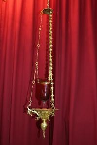 Sanctuary Lamp en Brass / Bronze / Polished and Varnished, France 19th century
