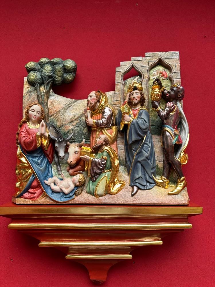 1  Sculpture Adoration By The Three Magi With Wall Pedestal