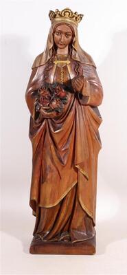 Sculpture  St. Elisabeth Of Hungary  en Hand - Carved Wood , Netherlands  20 th century ( Anno 1920 )