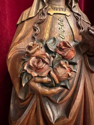 Sculpture  St. Elisabeth Of Hungary  en Hand - Carved Wood , Netherlands  20 th century ( Anno 1920 )