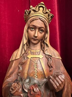 Sculpture  St. Elisabeth Of Hungary  en Hand - Carved Wood , Netherlands  20 th century ( Anno 1920 )