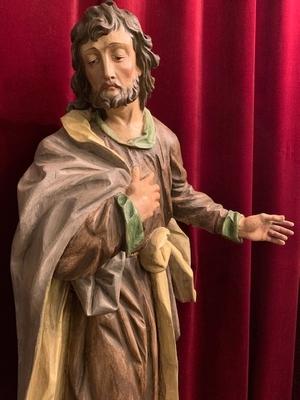 Sculpture St. Joseph en hand-carved wood polychrome, Southern Germany 20th century