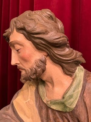 Sculpture St. Joseph en hand-carved wood polychrome, Southern Germany 20th century