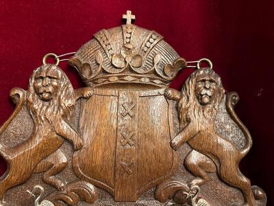 Shield ( Weapon Of Amsterdam ) With High Quality Full Silver Fish - Scoops en Oak / Full Silver, Belgium  19 th century