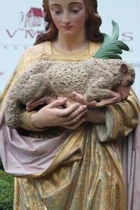 St. Agnes en Terra-Cotta polychrome, France 19th century