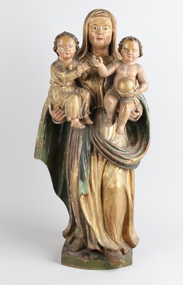 St. Ann With Mary & Child  en Wood, 19 th century