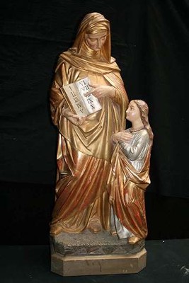 St. Anne en CARTONNIERE POLYGROME GILT, France 19th century (1870)