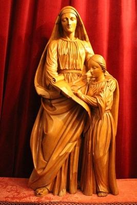 St. Anne Statue en hand-carved wood , Dutch 19th century ( anno 1835 )