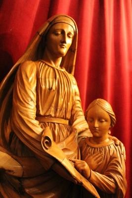 St. Anne Statue en hand-carved wood , Dutch 19th century ( anno 1835 )