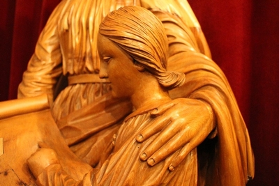 St. Anne Statue en hand-carved wood , Dutch 19th century ( anno 1835 )