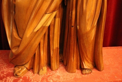 St. Anne Statue en hand-carved wood , Dutch 19th century ( anno 1835 )