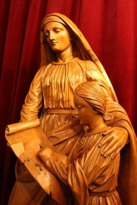 St. Anne Statue en hand-carved wood , Dutch 19th century ( anno 1835 )