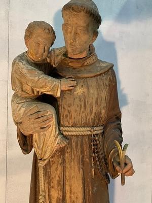 St. Anthony en hand-carved wood polychrome, Dutch 19th century