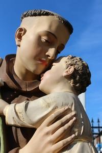 St. Anthony en Terra-Cotta polychrome, France 19th century