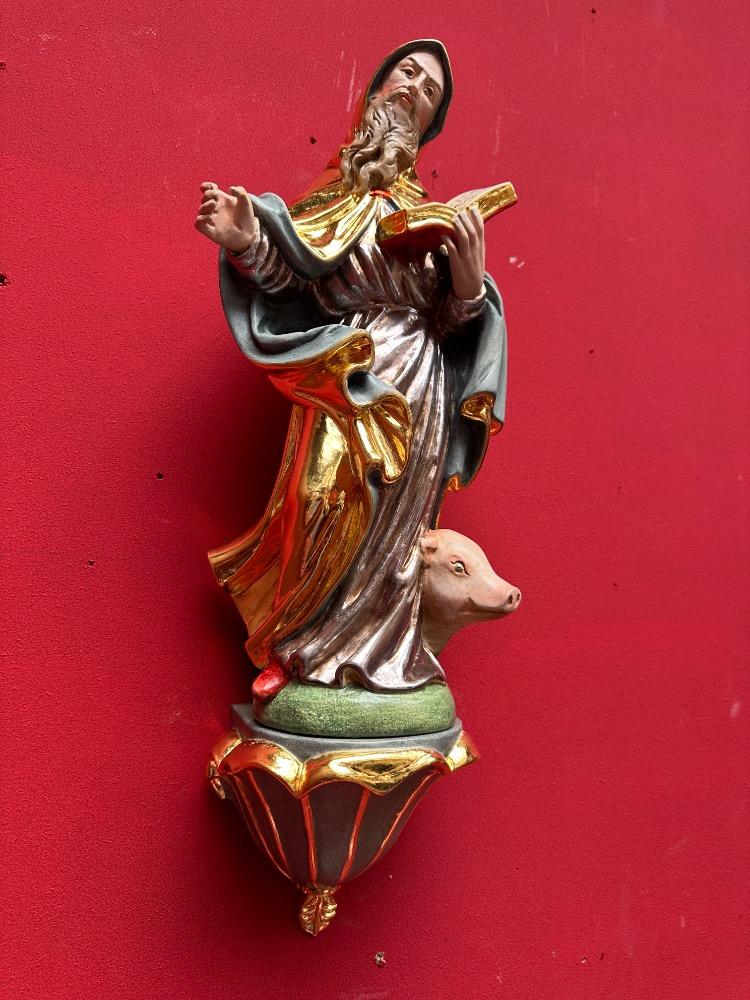 1  St. Anthony Abbot Sculpture With Hanging Pedestal