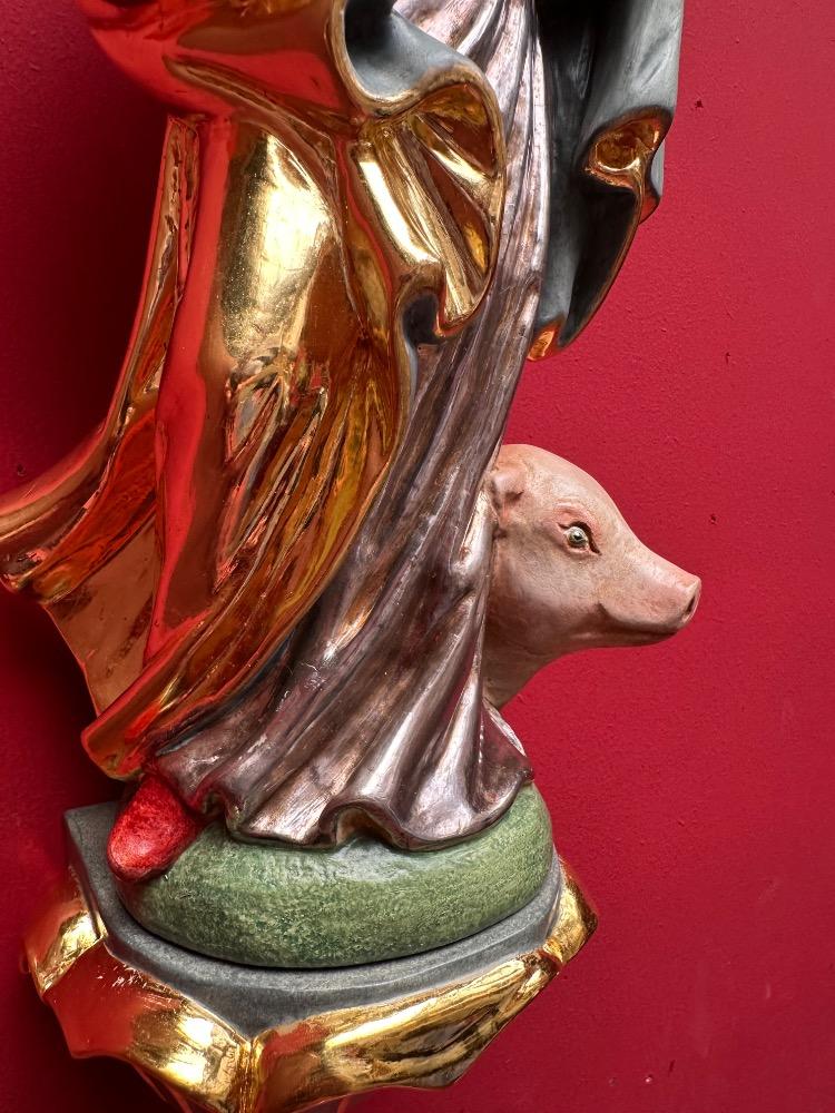 1  St. Anthony Abbot Sculpture With Hanging Pedestal
