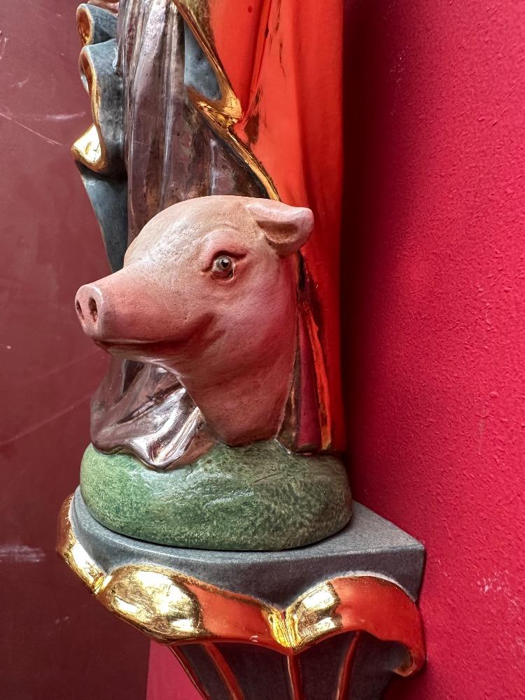 1  St. Anthony Abbot Sculpture With Hanging Pedestal