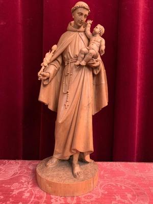 St. Anthony Statue en Fully hand-carved wood , Belgium 19 th century ( Anno 1855 )